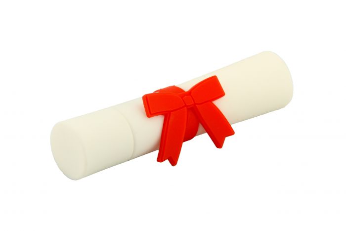 White Scroll with Red Ribbon USB